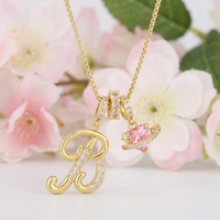 Auréa Initial Necklace – Zircon Letter Charm, 18K Gold-Plated, Hypoallergenic