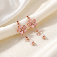 Auréa Sakura Pearl Drop Earrings – Rose Gold Floral Zirconia Earrings