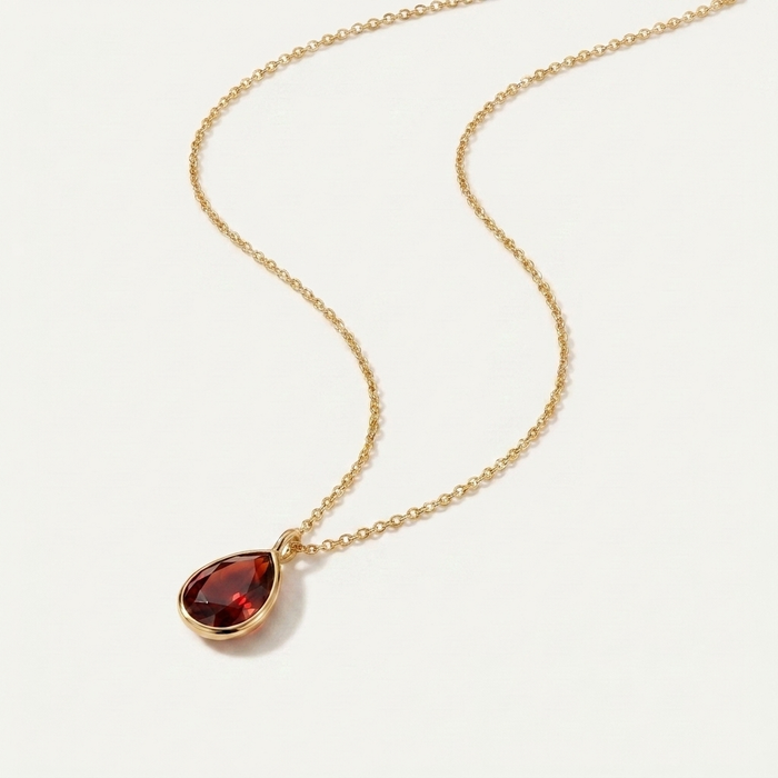 Auréa Birthstone Pendant Necklace – Gold Teardrop Crystal