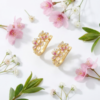 Auréa Cherry Blossom Hoop Earrings – 925 Silver, 18K Gold-Plated