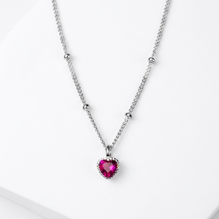 Auréa Ruby Heart Necklace – S925 Sterling Silver