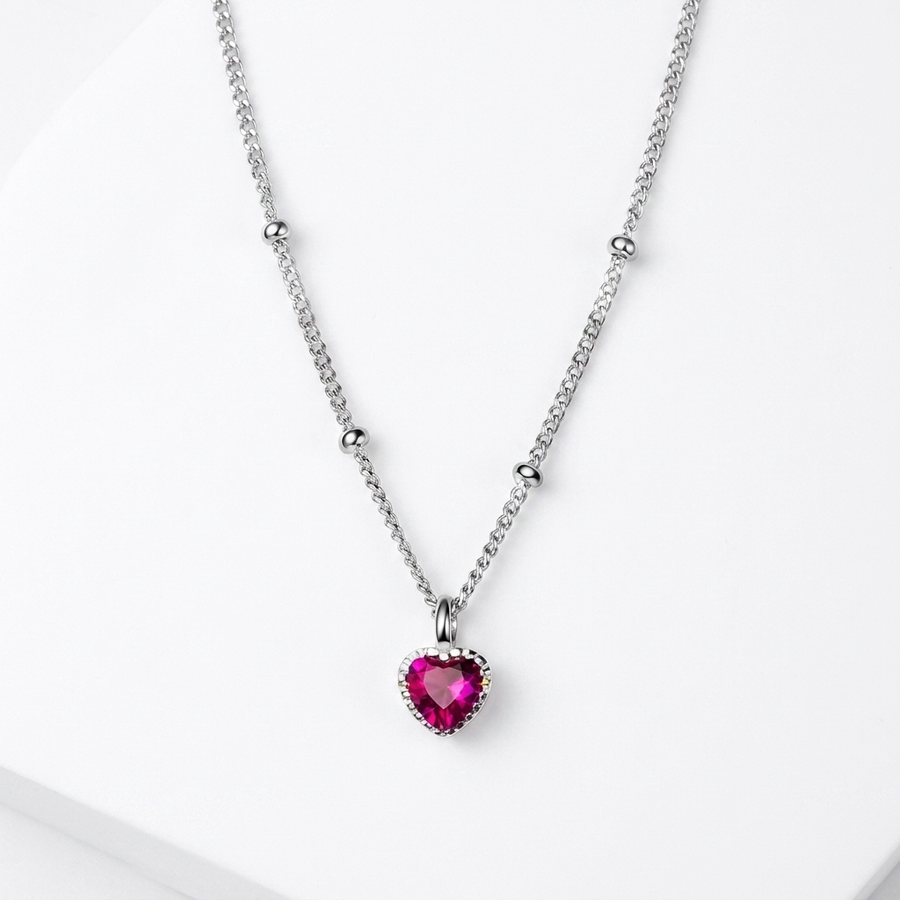 Auréa Ruby Heart Necklace – S925 Sterling Silver